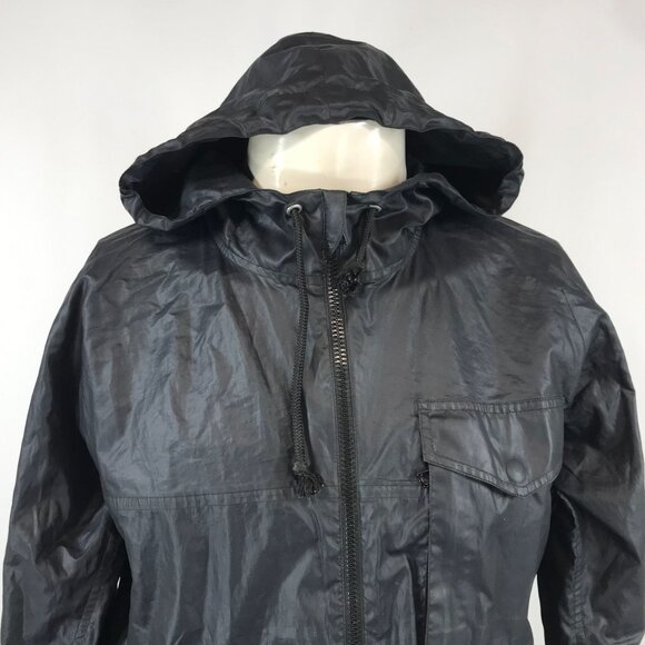 JOHN ELLIOT + CO ~ SIZE 2 ~ BLACK HOODED FULL ZIP LIGHT WEIGHT JACKET COAT - Picture 2 of 8